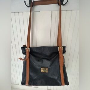 Valentina Black Textured Bag with Gold Accent